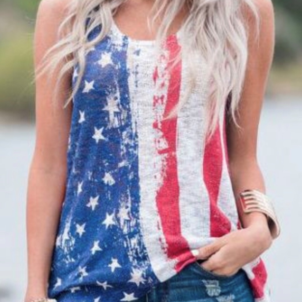 New! American Flag O-Neck Tank Top